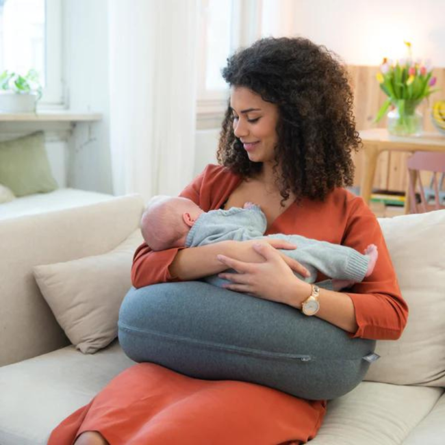 Doomoo - perna mare pentru gravide si bebelusi 3 in 1, bumbac organic buddy chine anthracite bbbb12