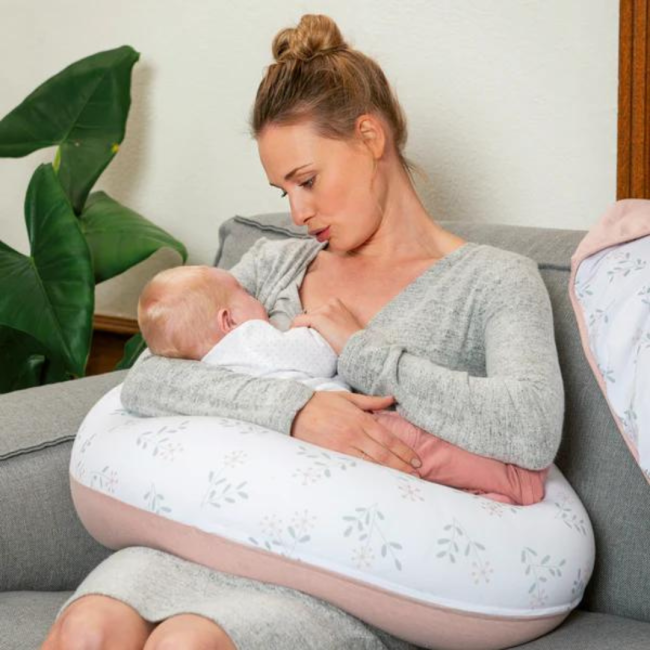 Doomoo - perna mare pentru gravide si bebelusi 3 in 1, bumbac organic buddy spring pink bbbb25