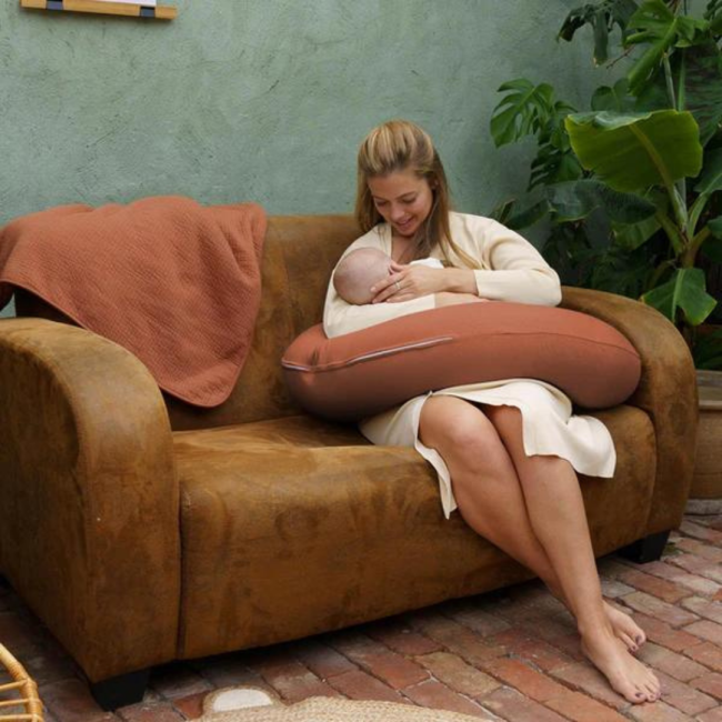 Doomoo - perna mare pentru gravide si bebelusi 3 in 1, bumbac organic buddy tetra jersey terracotta bbbb82