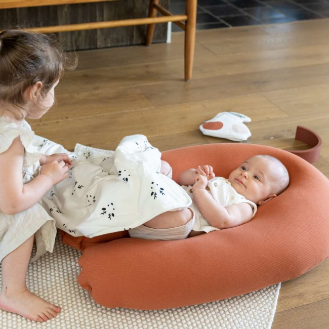 Doomoo - perna mare pentru gravide si bebelusi 3 in 1, bumbac organic buddy tetra jersey terracotta bbbb82