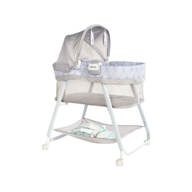 Ingenuity - patut cu  vibratii linistitoare lullanight, cu lumina de veghe si blocare la roti, gem bbb12569