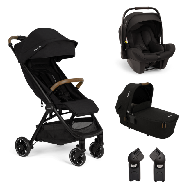 Nuna - set carucior ultracompact trvl caviar + adaptori trvl + landou lytl caviar + scoica auto i-size pipa lite caviar bbbst15713cvrglset4