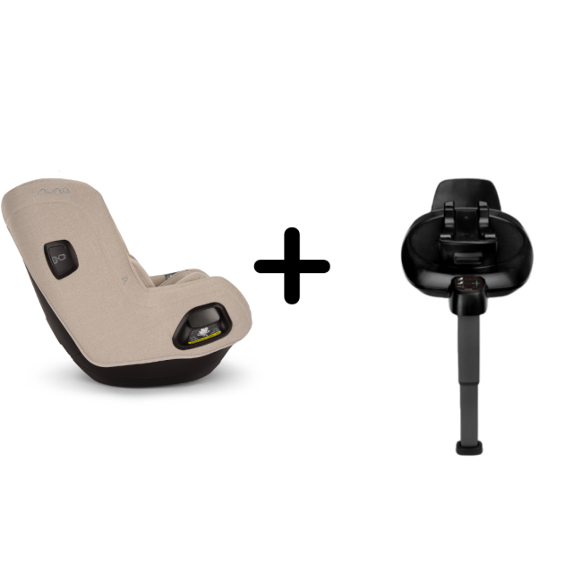 Nuna - set scaun auto rotativ i-size todl next biscotti, 40-105 cm + baza isofix base next i-size pentru todl next, testat adac bbbcs14910bisglset