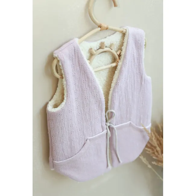 Vesta Pentru Fetita, Reversibila, Dublat, Bumbac Brodat Roz Si Tesatura Bucle Crem, Teddy By Babyly, 104 110, 3-5 Ani Pjb4196082