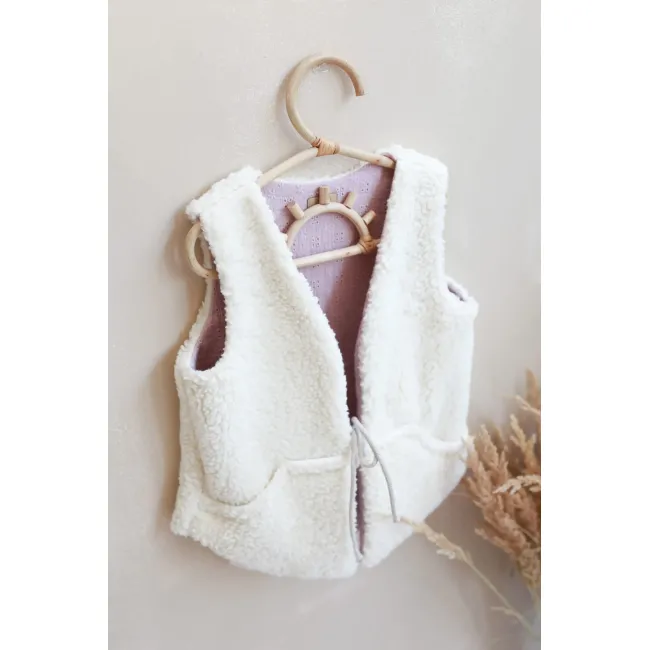 Vesta Pentru Fetita, Reversibila, Dublat, Bumbac Brodat Roz Si Tesatura Bucle Crem, Teddy By Babyly, 104 110, 3-5 Ani Pjb4196082