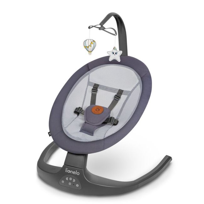 Balansoar si sezlong, Lionelo, Ralf, 2 in 1, Electric, Cu telecomanda si cablu USB, Cu miscare laterala de balansare si 5 niveluri diferite de viteza, Cu 12 melodii, Gri Grafit, Resigilat BYNLO-RALF_GREY_GRAPHITE_RESIGILAT