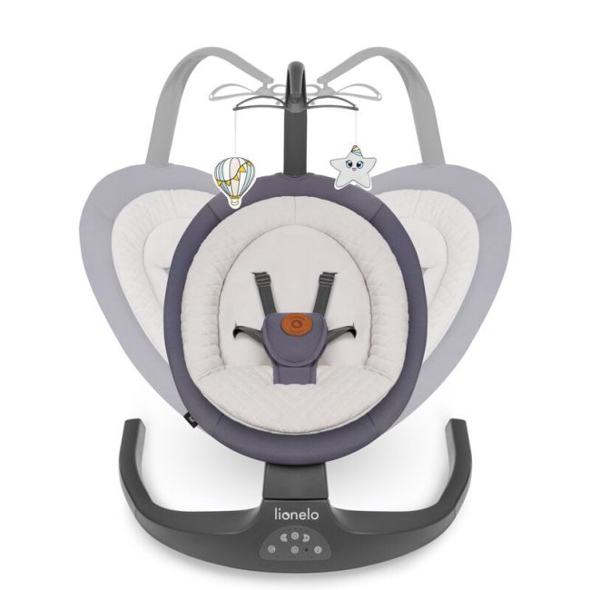 Balansoar si sezlong, Lionelo, Ralf, 2 in 1, Electric, Cu telecomanda si cablu USB, Cu miscare laterala de balansare si 5 niveluri diferite de viteza, Cu 12 melodii, Gri Grafit, Resigilat BYNLO-RALF_GREY_GRAPHITE_RESIGILAT