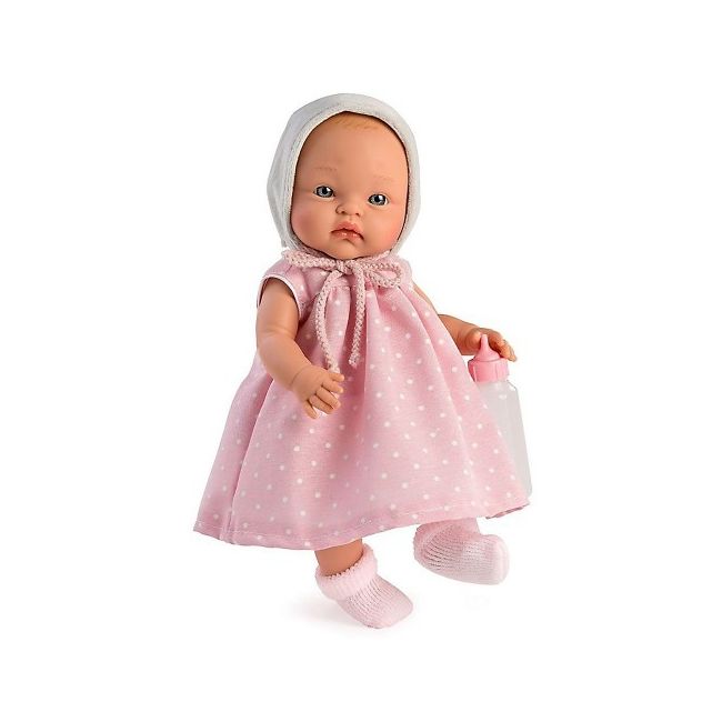 Bebelus alex cu rochita roz si biberon 36cm as0526050