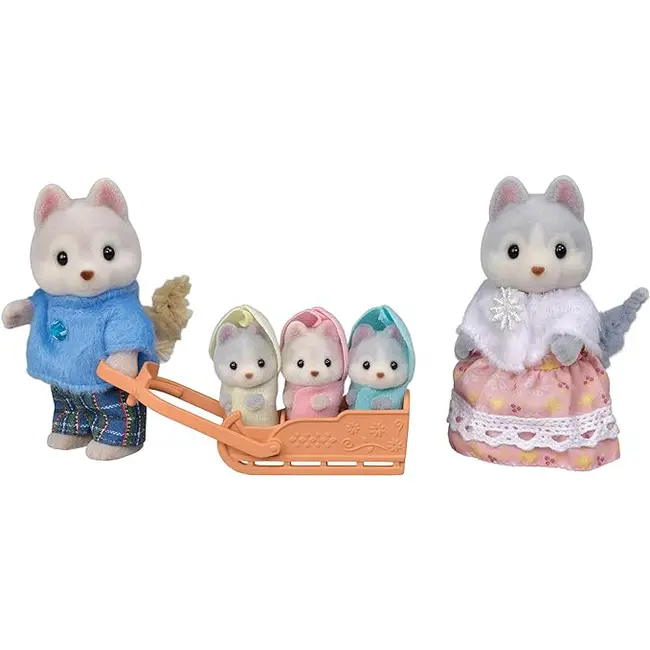 Figurine sylvanian families - familia catelusilor husky sf5636