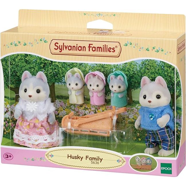 Figurine sylvanian families - familia catelusilor husky sf5636