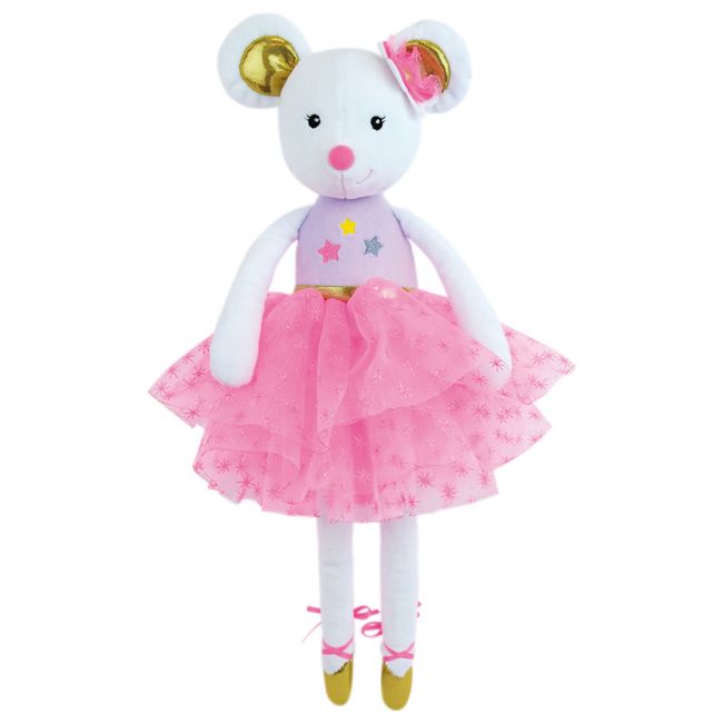 Jucarie plus muzicala jemini 40cm balerina soricel alb je024451