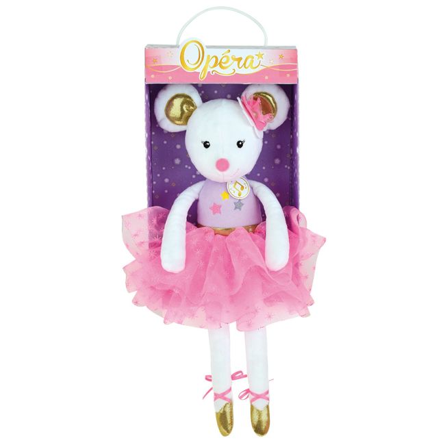 Jucarie plus muzicala jemini 40cm balerina soricel alb je024451