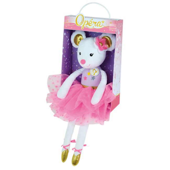 Jucarie plus muzicala jemini 40cm balerina soricel alb je024451