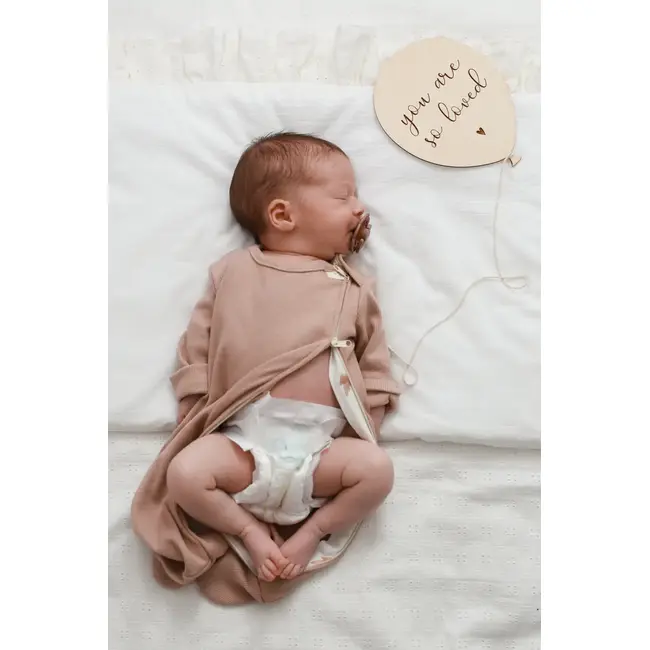 Salopeta Bebelusi Cu Maneca Lunga Si Botosei, Inchidere Cu Fermoar, Bej Fluid, Marimea 68 Pjb4195788