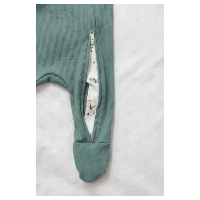 Salopeta Bebelusi Cu Maneca Lunga Si Botosei, Inchidere Cu Fermoar, Verde Cactus, Marimea 68 Pjb4195849