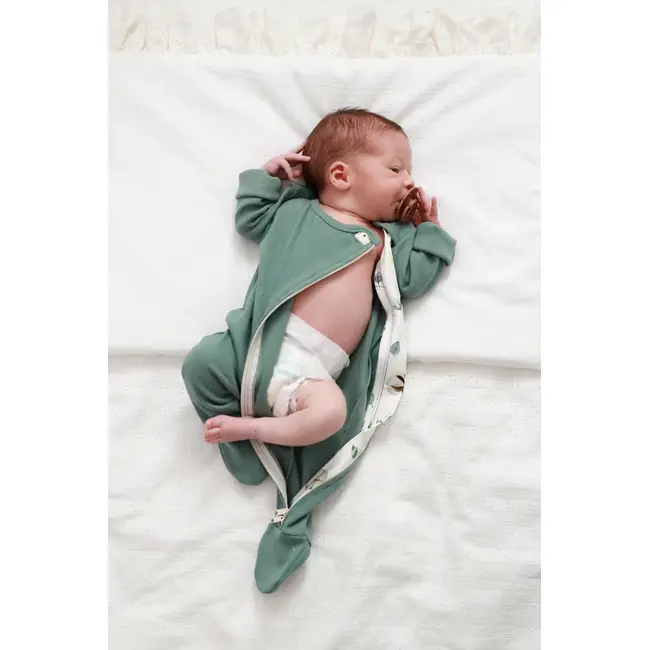 Salopeta Bebelusi Cu Maneca Lunga Si Botosei, Inchidere Cu Fermoar, Verde Cactus, Marimea 68 Pjb4195849