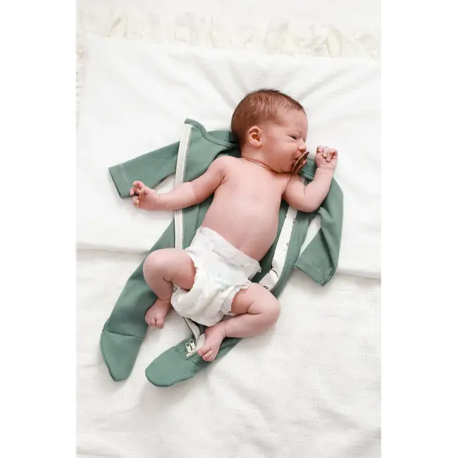 Salopeta Bebelusi Cu Maneca Lunga Si Botosei, Inchidere Cu Fermoar, Verde Cactus, Marimea 68 Pjb4195849