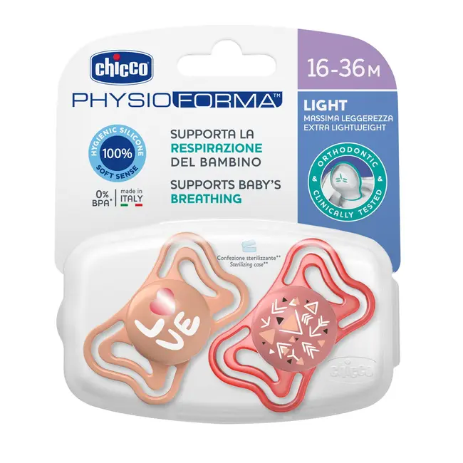 Suzeta Chicco PhysioPhorma Light, 2bucati, roz, 16-36luni CHC7103911-7