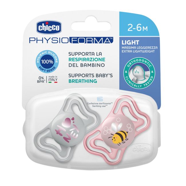 Suzeta Chicco PhysioPhorma Light, 2bucati, roz, 2-6luni CHC7103711-7