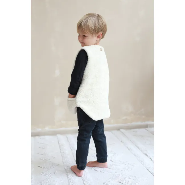 Vesta Pentru Copii, Reversibila, Dublat, Muselina Carouri Bej Si Tesatura Bucle Crem, Teddy By Babyly, 104 110, 3-5 Ani Pjb4196105