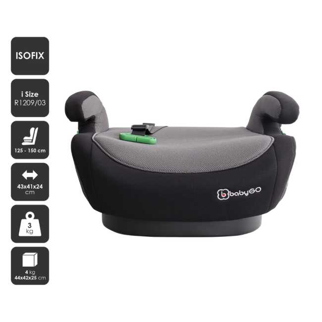 Babygo - scaun auto booster bursa iv black, 125-150 cm, certificat r129 bbbbgo-3581