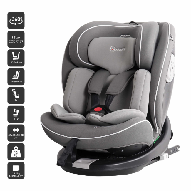 Babygo - scaun auto nova2, gray, 40 -150 cm, certificat r129 bbbbgo-2332