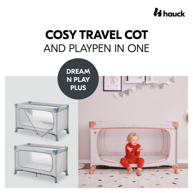 Patut de voiaj usor pliabil, Hauck, Dream N Play Plus, Dusty Blue EKDhk60098