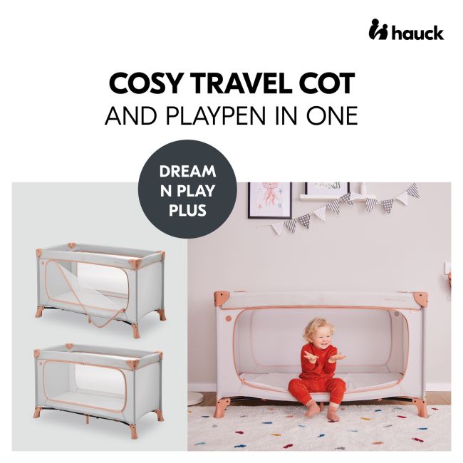 Patut de voiaj usor pliabil, Hauck, Dream N Play Plus, Dusty Cork EKDhk60100