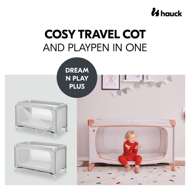 Patut de voiaj usor pliabil, Hauck, Dream N Play Plus, Dusty Mint EKDhk60099