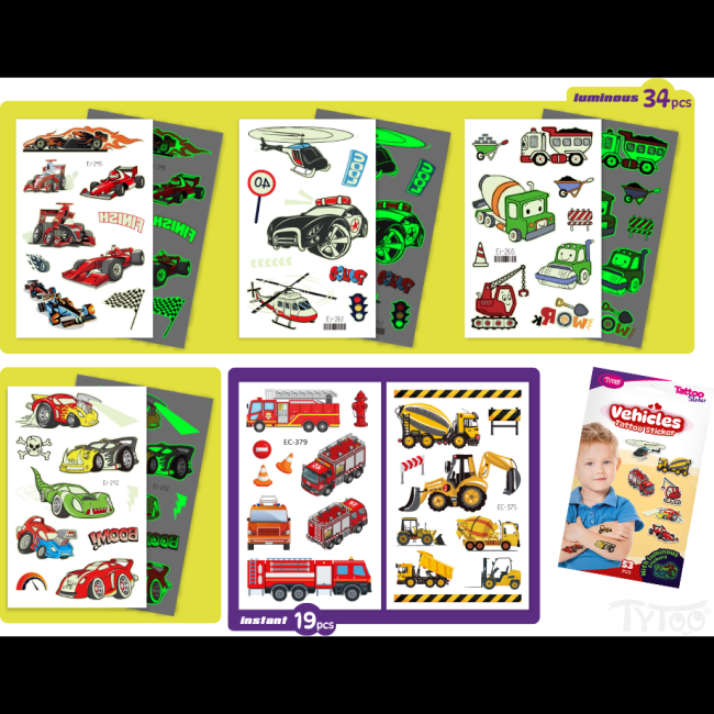 Set 53 tatuaje temporare tip autocolante Masini Tytoo KOPXX1800014 BBJKOPXX1800014_Initiala