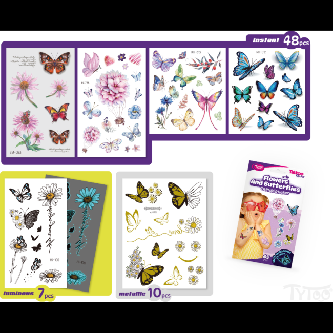Set 65 tatuaje temporare tip autocolante Flori si Fluturi Tytoo KOPXX1800016 BBJKOPXX1800016_Initiala