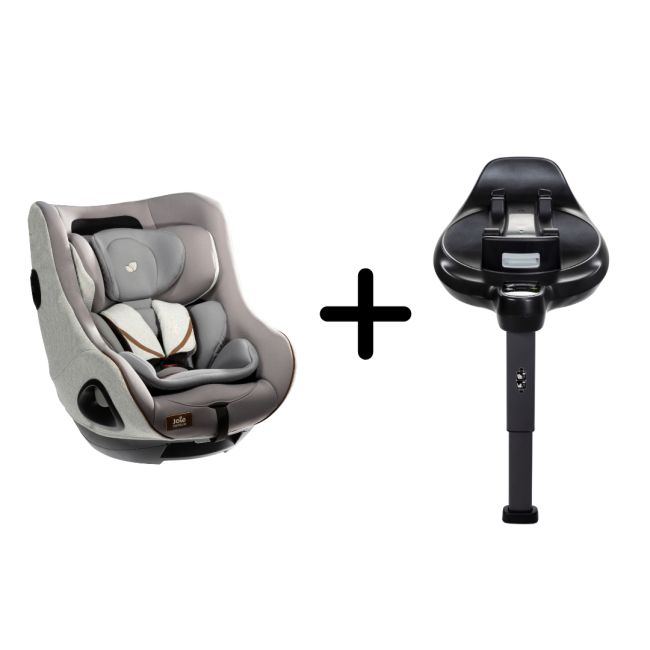 Set scaun auto rotativ i-size joie i-harbour signature oyster, 40-105 cm + baza i-size i-base encore, testat adac si certificat r129 bbbc2104aaoys000set