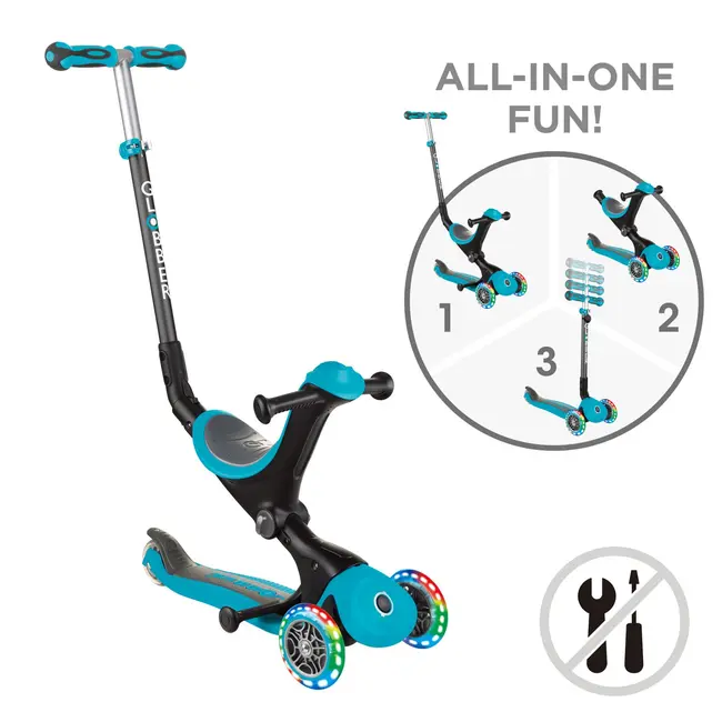 Trotineta globber go-up 4 in 1 deluxe lights turquoise funk646-105