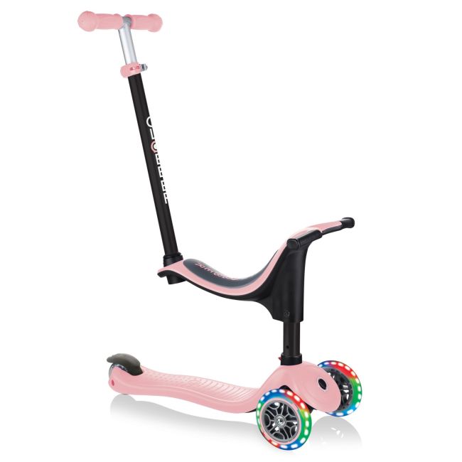Trotineta globber go-up sporty, 3 in 1, cu lumini, culoare roz pastel funk452-210