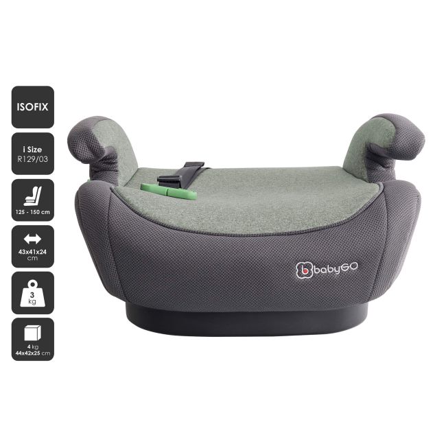 Babygo - scaun auto booster bursa iv green, 125-150 cm, certificat r129 bbbbgo-3584