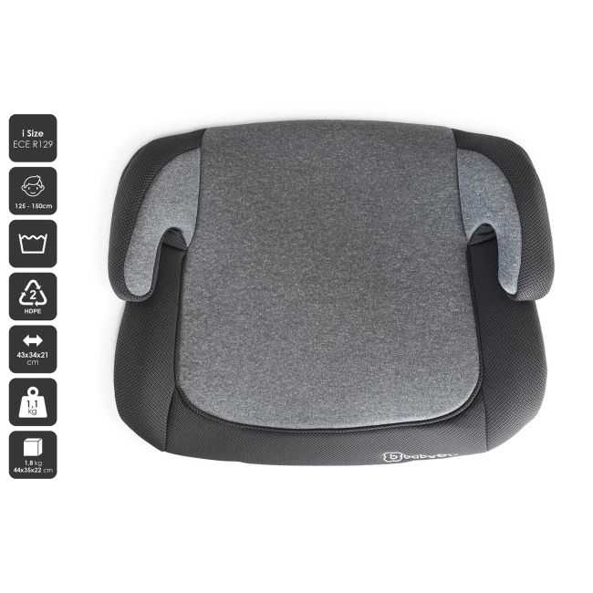 Babygo - scaun auto booster i-size, melange gray, 125-150 cm, certificat r129 bbbbgo-3509