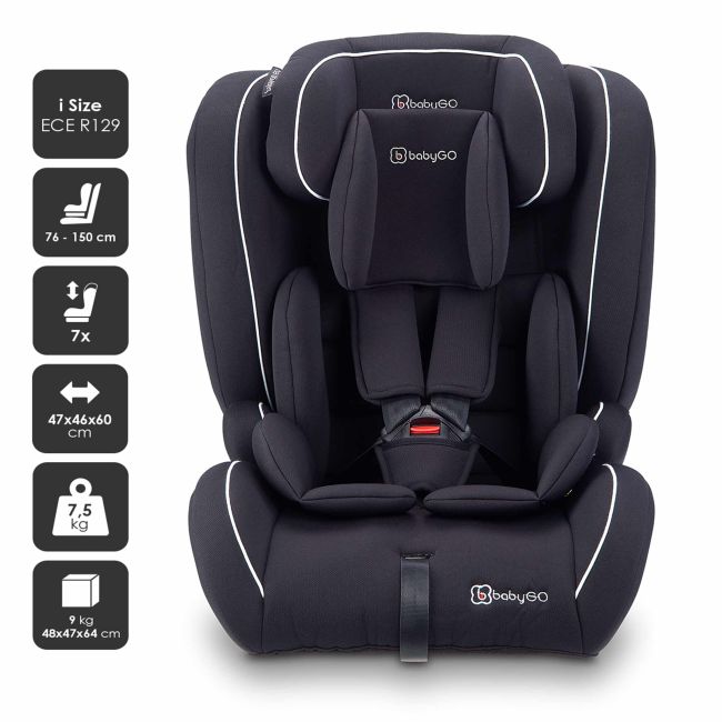Babygo - scaun auto i-size freefix black, 76-150 cm, certificat r129 bbbbgo-2451