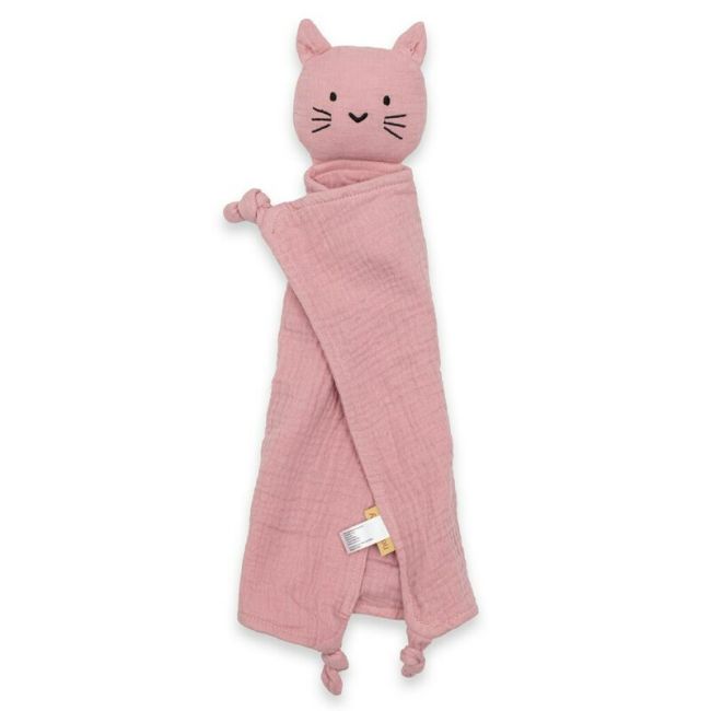 Jucarie textila, New Baby, Baby Cat, Pentru bebelusi, Moale, Din muselina, 100% bumbac,30x30 cm, Pink BYN53497