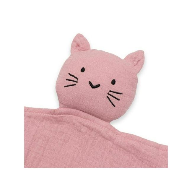 Jucarie textila, New Baby, Baby Cat, Pentru bebelusi, Moale, Din muselina, 100% bumbac,30x30 cm, Pink BYN53497
