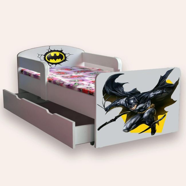 Patut Baieti Batman Cu Manere Mic 2-8 Ani Cu Sertar Cu Saltea Inclusa 140x70 Cmg46495177703764