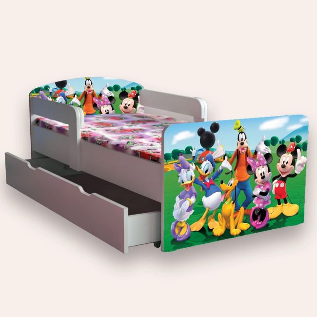 Pat Copii Clubul Lui Mickey Cu Manere Mic 2-8 Ani Cu Sertar Cu Saltea Inclusa 140x70 Cmg46521045549396