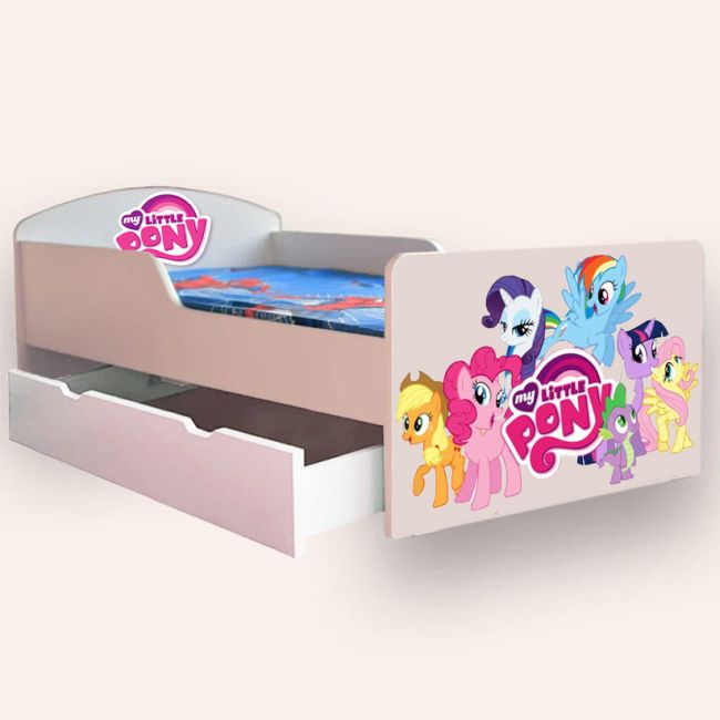 Pat Copii Little Pony Mic 2-8 Ani Cu Sertar Cu Saltea Inclusa 140x70 Cmg43817510174977