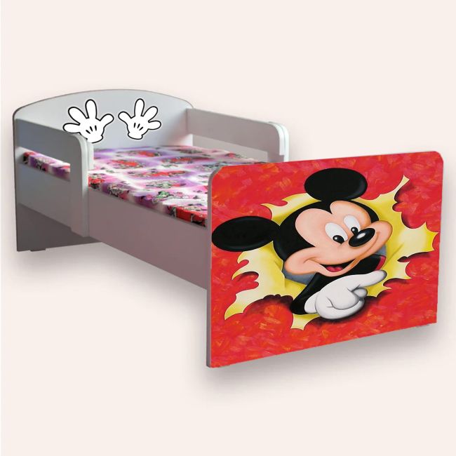 Pat Copii Mickey Mouse Mare 2-12 Ani Cu Manere Cu Saltea Inclusa 160x80 Cmg46495392039252