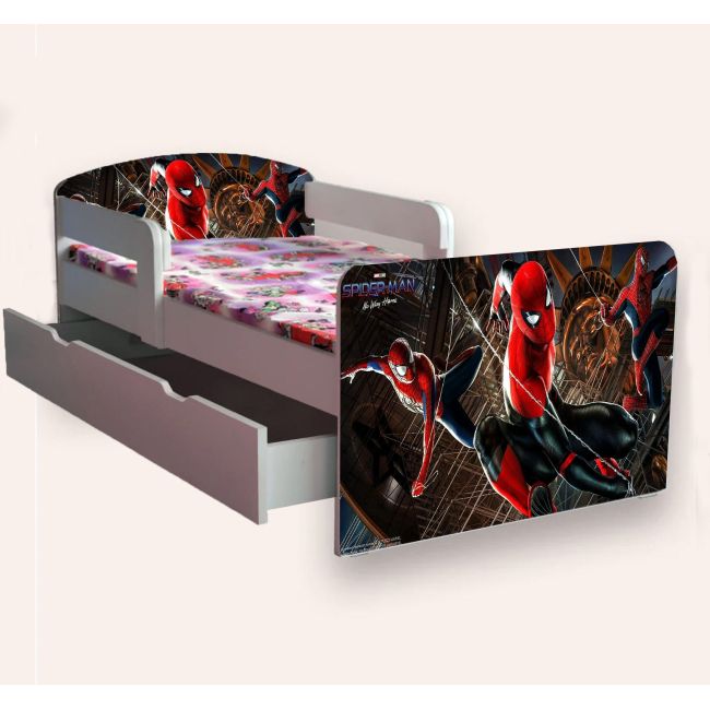 Pat Pentru Baieti Spiderman Cu Manere Varianta 2 Mare 2-12 Ani Cu Sertar Cu Saltea Inclusa 160x80 Cmg46968553406804