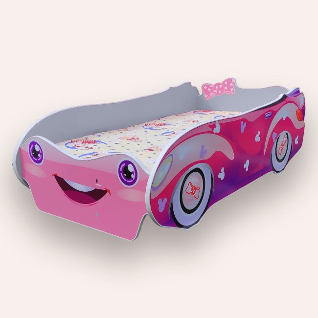 Pat Masina Minnie Mic 2-8 Ani Pentru Saltele 140x70 Alb Cu Saltea Inclusa Cmg43410629984513