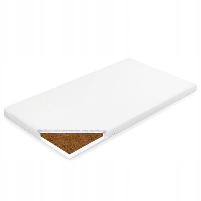 Saltea patut bebe, New Baby, Din spuma si cocos, Cu husa detasabila, Din bumbac, 90x40x7 cm, Alb BYN53070