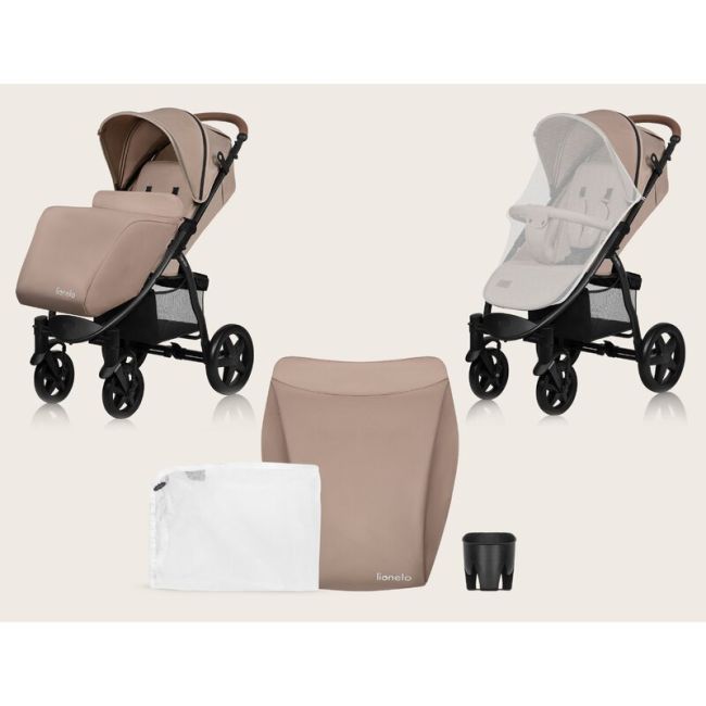 Carucior sport, Lionelo, Annet Plus, De la nastere, Cu accesorii si capotina XXL reglabila, 0 - 22 Kg, Conform cu standardele europene de securitate EN1888-1 si EN1888-2, Bej BYNLO-ANNET_PLUS_BEIGE_SAND