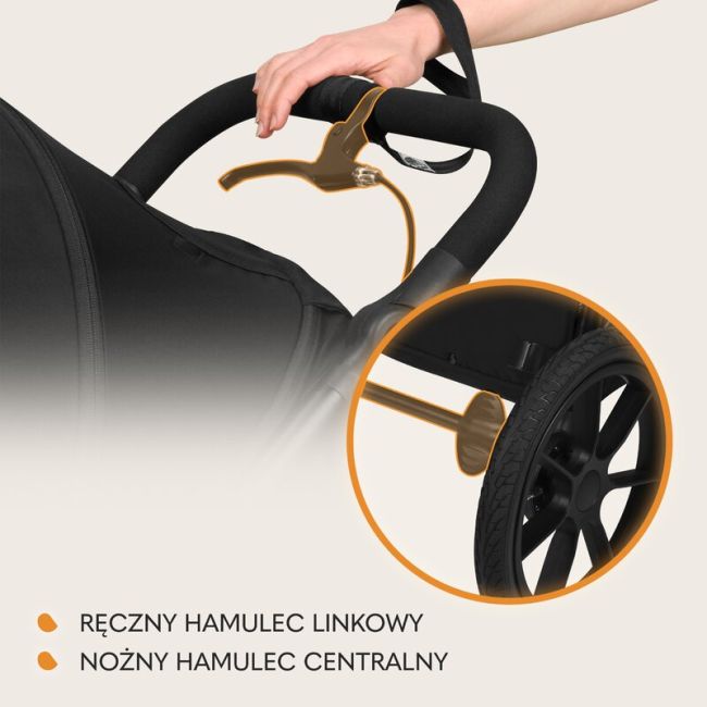 Carucior sport, Lionelo, Azura, Cu 3 roti, Cu baldachin XXL impermeabil, Pliere compacta, Pana la 22 kg, 6-48 luni, Conform cu standardele europene de securitate EN1888-1 si EN1888-2, Negru BYNLO-AZURA_BLACK_ONYX