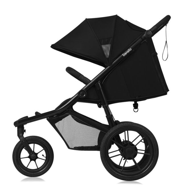 Carucior sport, Lionelo, Azura, Cu 3 roti, Cu baldachin XXL impermeabil, Pliere compacta, Pana la 22 kg, 6-48 luni, Conform cu standardele europene de securitate EN1888-1 si EN1888-2, Negru BYNLO-AZURA_BLACK_ONYX