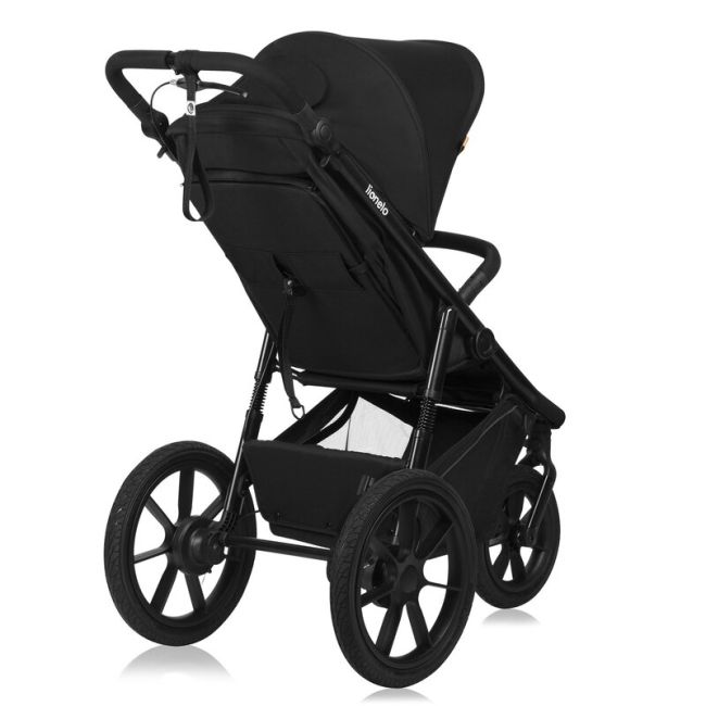 Carucior sport, Lionelo, Azura, Cu 3 roti, Cu baldachin XXL impermeabil, Pliere compacta, Pana la 22 kg, 6-48 luni, Conform cu standardele europene de securitate EN1888-1 si EN1888-2, Negru BYNLO-AZURA_BLACK_ONYX